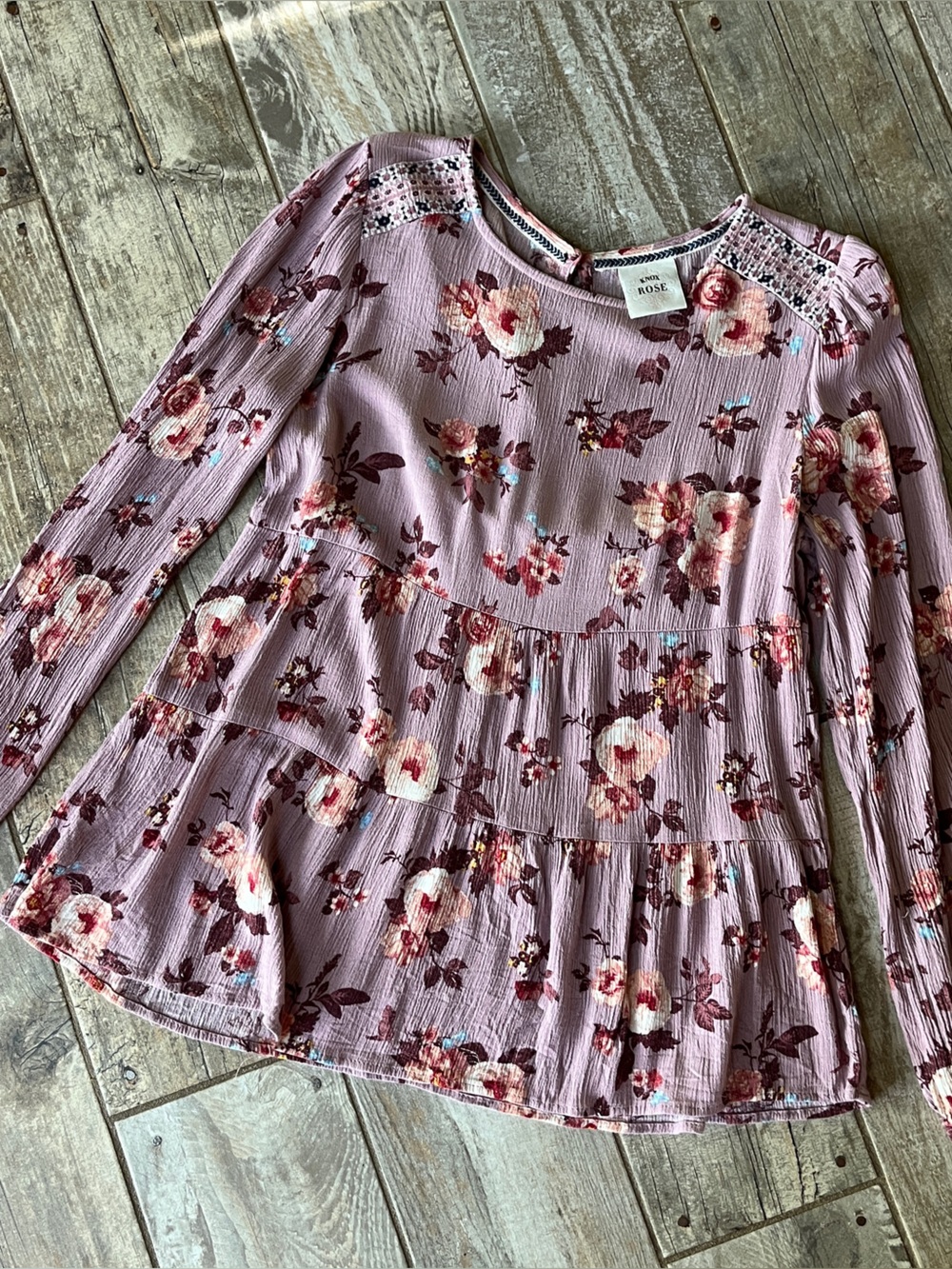 Knox Rose Dusty Mauve Floral Peplum Top